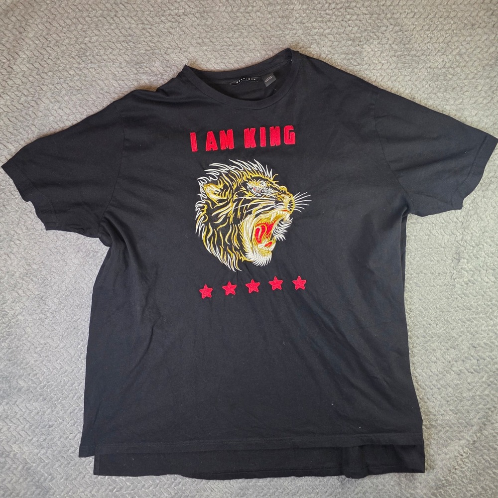 Sean John I Am King Embroidered Lion Black Graphic T-Shirt Mens 4XL Big & Tall